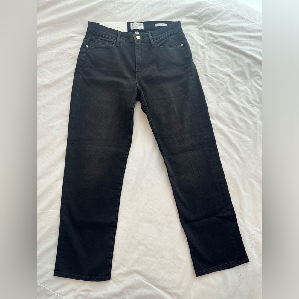Frame Denim Black Straight Leg Jeans Classic Style